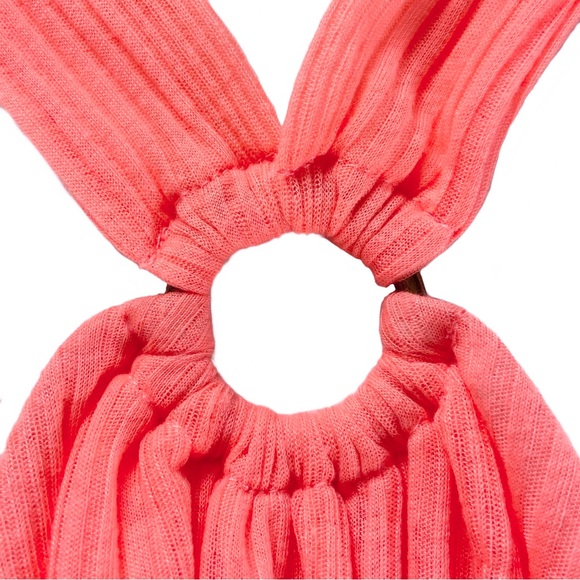 Free People Shirt Women’s Size Medium Just A Fling Coral Bubble Crop Tank Top M - Picture 8 of 10